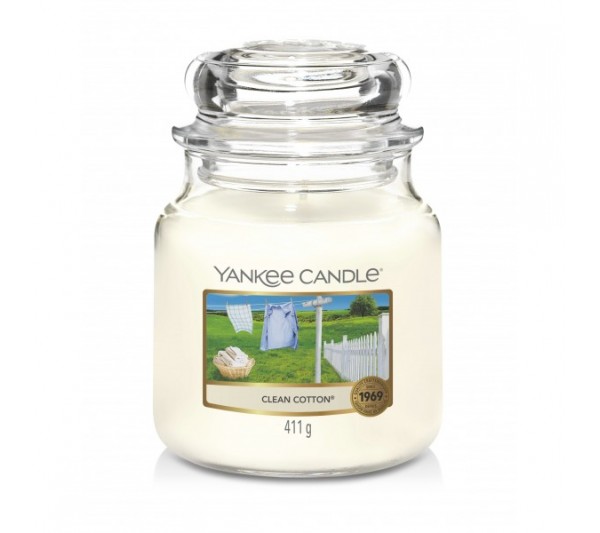 Yankee Candle - Średnia Świeca Clean Cotton 